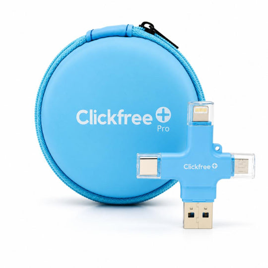 ClickFree Pro USB Photo Storage Device 128GB Sky Blue banner