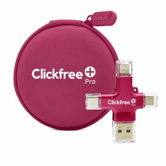 ClickFree Pro USB Photo Storage Device 256GB Garnet Red banner